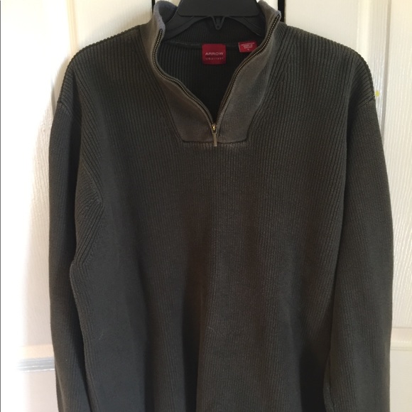Arrow Mens Army Green LG 1/4 Zip Pullover - Picture 1 of 4